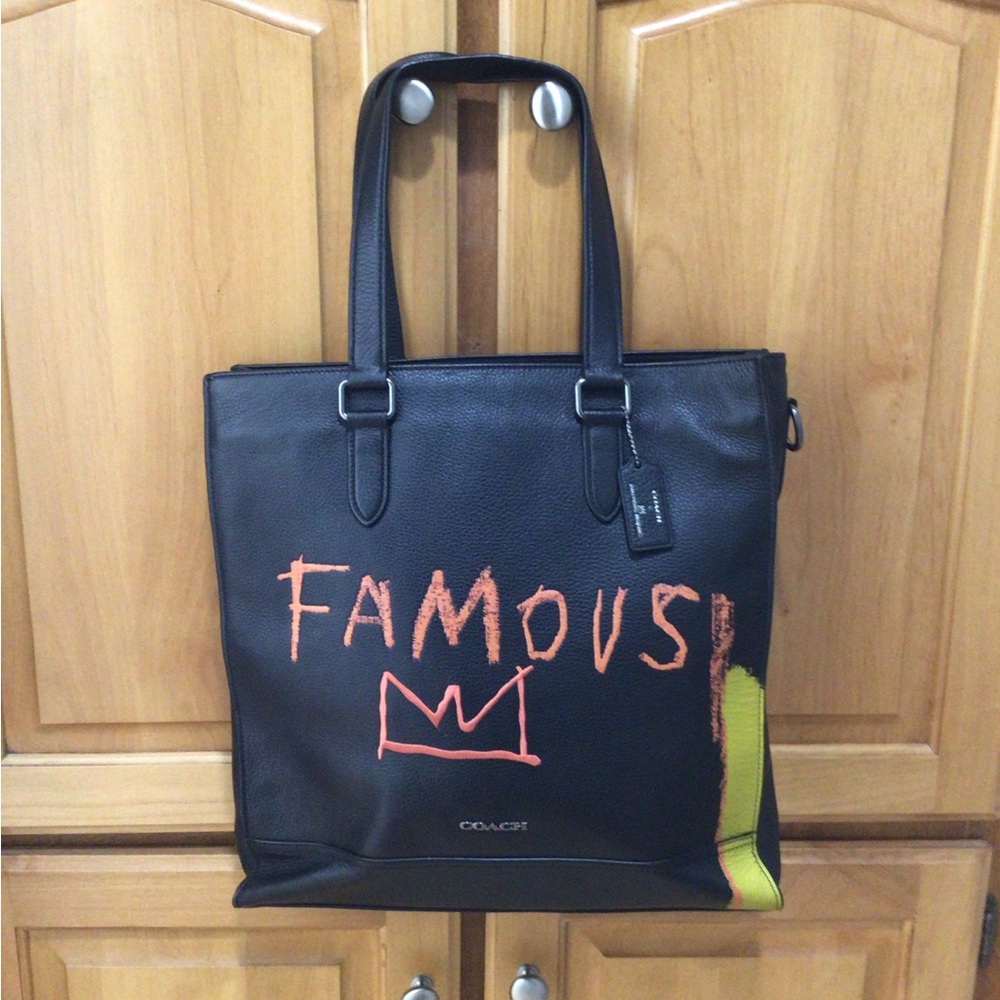 Coach x Jean-Michel Basquiat Rare Black Leather Tote Bag C5428